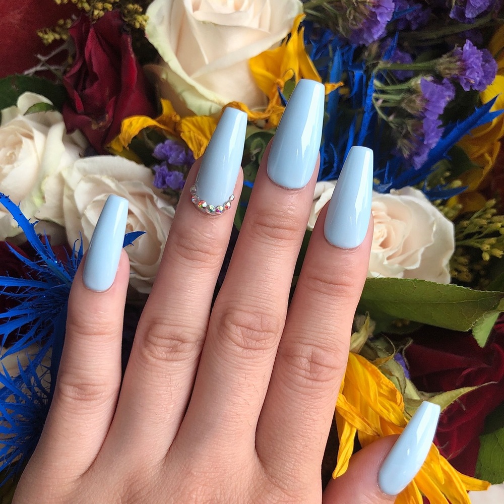 Icy Blue w/ Rhinestones Press-On Gel-X Set